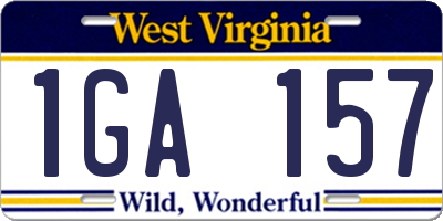 WV license plate 1GA157