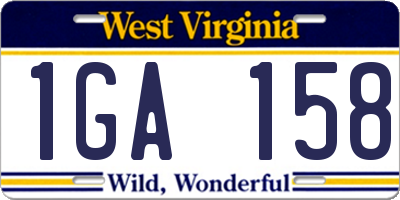 WV license plate 1GA158