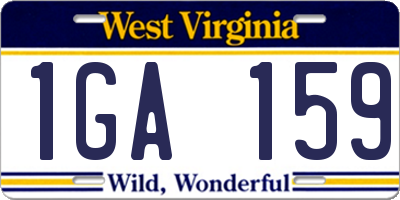 WV license plate 1GA159