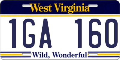 WV license plate 1GA160