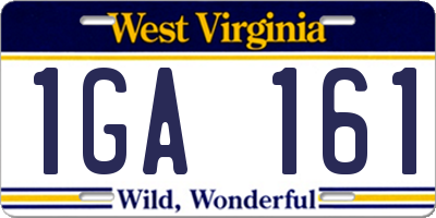 WV license plate 1GA161