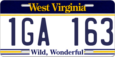 WV license plate 1GA163