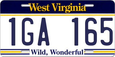 WV license plate 1GA165