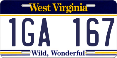 WV license plate 1GA167