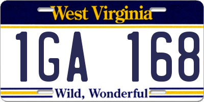 WV license plate 1GA168
