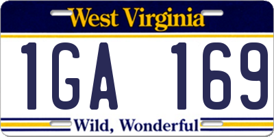 WV license plate 1GA169