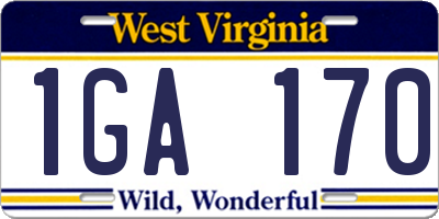 WV license plate 1GA170