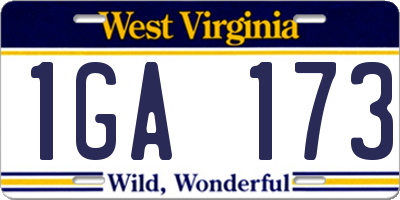 WV license plate 1GA173