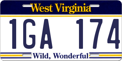 WV license plate 1GA174