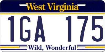 WV license plate 1GA175