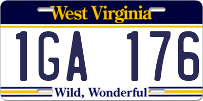 WV license plate 1GA176