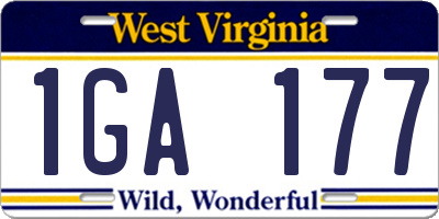 WV license plate 1GA177