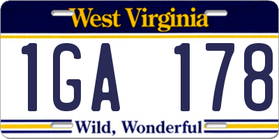 WV license plate 1GA178