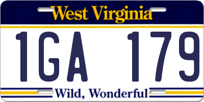 WV license plate 1GA179