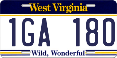 WV license plate 1GA180
