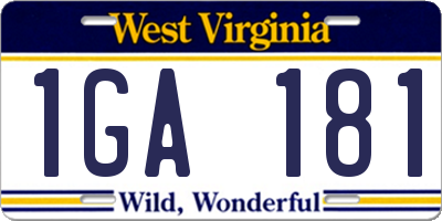 WV license plate 1GA181