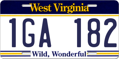 WV license plate 1GA182