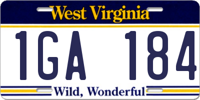 WV license plate 1GA184