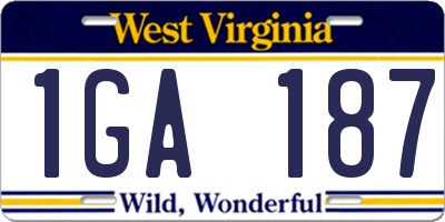 WV license plate 1GA187