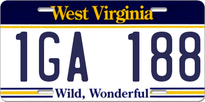 WV license plate 1GA188