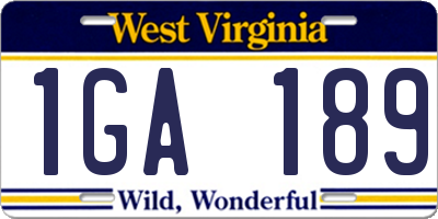 WV license plate 1GA189