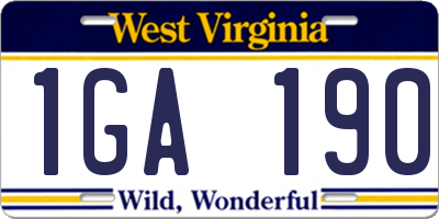 WV license plate 1GA190