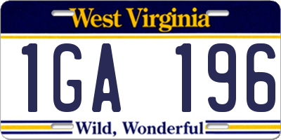 WV license plate 1GA196