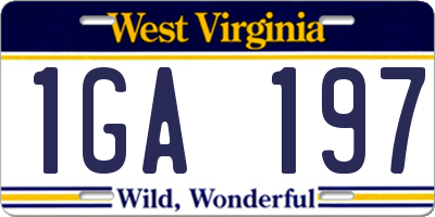 WV license plate 1GA197