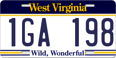 WV license plate 1GA198