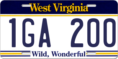 WV license plate 1GA200