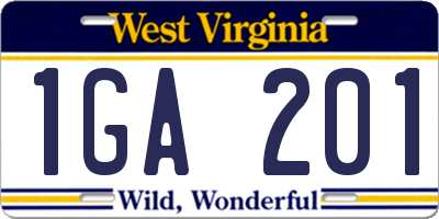WV license plate 1GA201