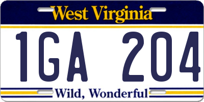 WV license plate 1GA204