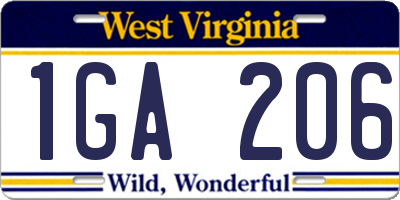 WV license plate 1GA206