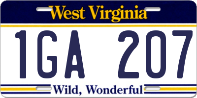 WV license plate 1GA207
