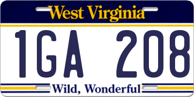 WV license plate 1GA208