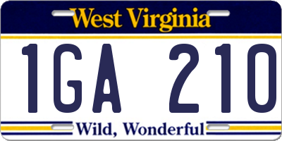 WV license plate 1GA210