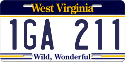 WV license plate 1GA211