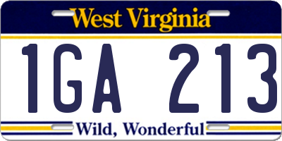 WV license plate 1GA213