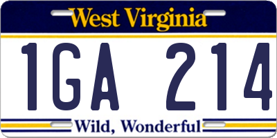 WV license plate 1GA214