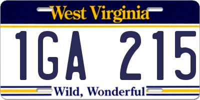 WV license plate 1GA215