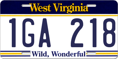 WV license plate 1GA218