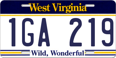 WV license plate 1GA219
