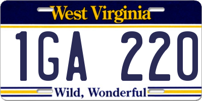 WV license plate 1GA220