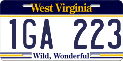 WV license plate 1GA223