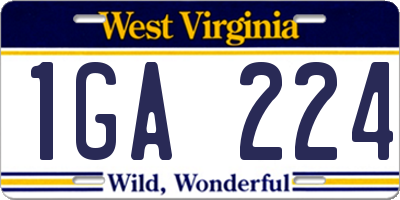 WV license plate 1GA224