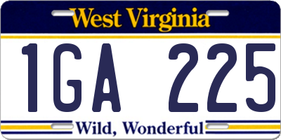 WV license plate 1GA225