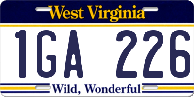 WV license plate 1GA226