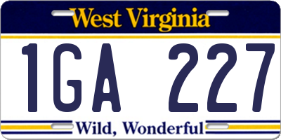 WV license plate 1GA227