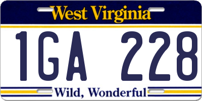 WV license plate 1GA228