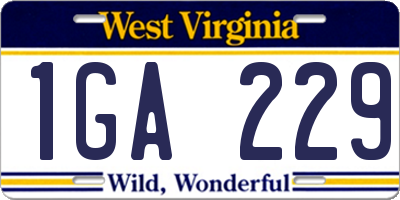 WV license plate 1GA229